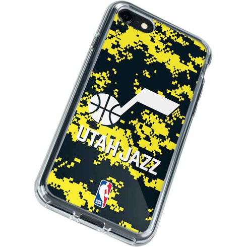 NBA Utah Jazz Grey Digi Camo iPhone SE (2nd & 3rd Gen) Clear Case