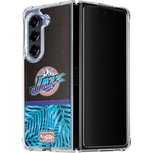 NBA Utah Jazz Retro Palms Galaxy Z Fold5 5G Clear Case