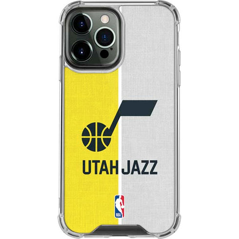 NBA Utah Jazz Split Canvas iPhone 14 Pro Max Clear Case