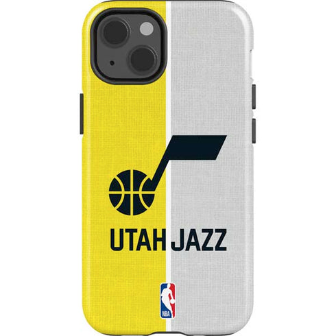 NBA Utah Jazz Split Canvas iPhone 15 Plus Impact Case