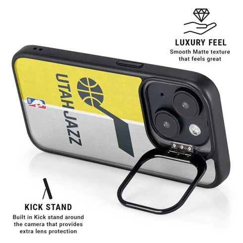 NBA Utah Jazz Split Canvas iPhone 15 Plus Kickstand Case
