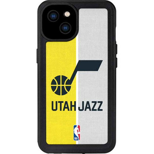 NBA Utah Jazz Split Canvas iPhone 15 Plus Waterproof Case
