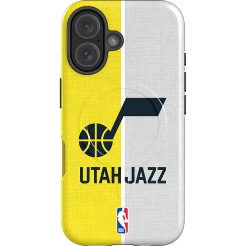 NBA Utah Jazz Split Canvas iPhone 16 Plus Magsafe Impact Case