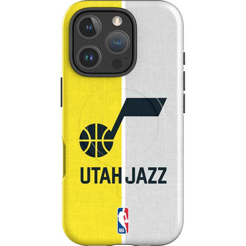 NBA Utah Jazz Split Canvas iPhone 16 Pro Max Magsafe Impact Case