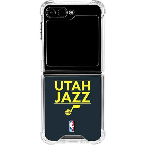NBA Utah Jazz Standard - Black Galaxy Z Flip6 Clear Case