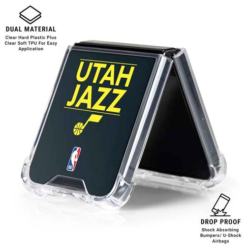 NBA Utah Jazz Standard - Black Galaxy Z Flip6 Clear Case