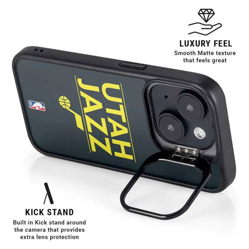 NBA Utah Jazz Standard - Black iPhone 15 Kickstand Case