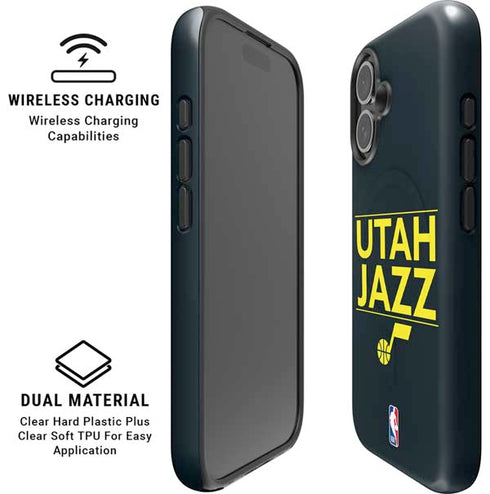 NBA Utah Jazz Standard - Black iPhone 16 Magsafe Impact Case