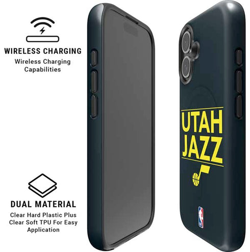 NBA Utah Jazz Standard - Black iPhone 16 Plus Magsafe Impact Case