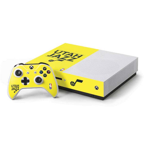 NBA Utah Jazz Standard - Yellow Xbox One S Console and Controller Bundle Skin