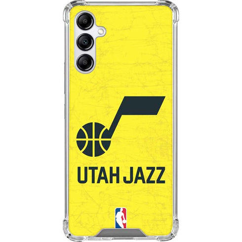 NBA Utah Jazz Yellow Texture Galaxy A14 5G Clear Case
