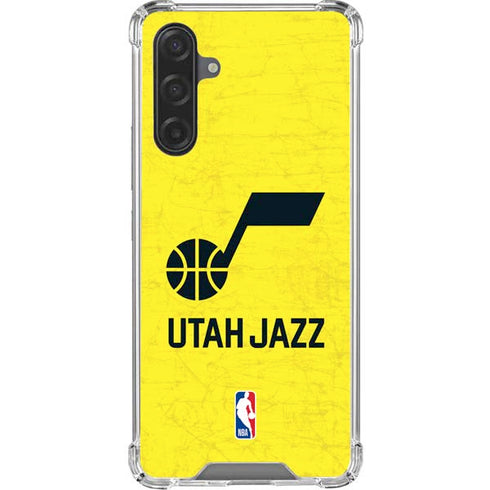 NBA Utah Jazz Yellow Texture Galaxy A17 Clear Case