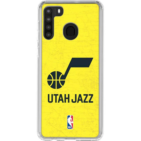 NBA Utah Jazz Yellow Texture Galaxy A21 Clear Case
