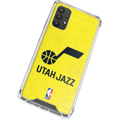 NBA Utah Jazz Yellow Texture Galaxy A32 5G Clear Case