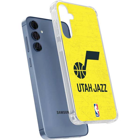 NBA Utah Jazz Yellow Texture Galaxy A35 5G Clear Case
