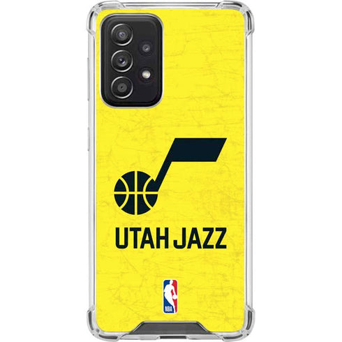 NBA Utah Jazz Yellow Texture Galaxy A52 5G Clear Case