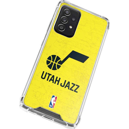 NBA Utah Jazz Yellow Texture Galaxy A52 5G Clear Case