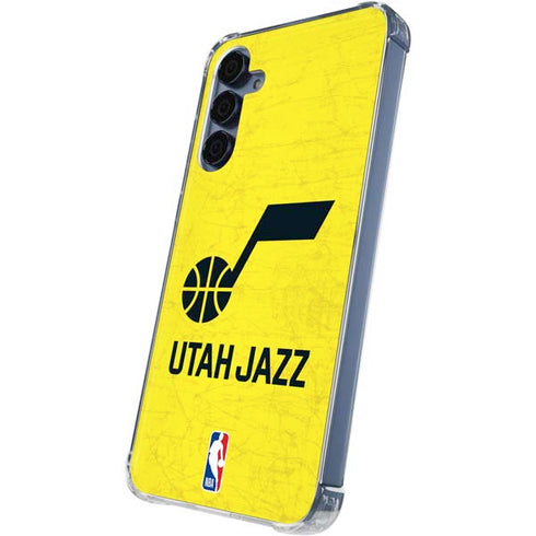 NBA Utah Jazz Yellow Texture Galaxy A55 5G Clear Case