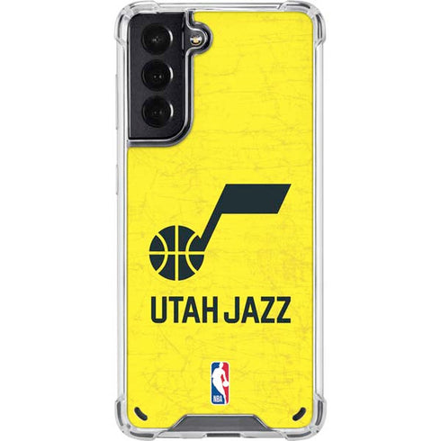 NBA Utah Jazz Yellow Texture Galaxy S21 5G Clear Case