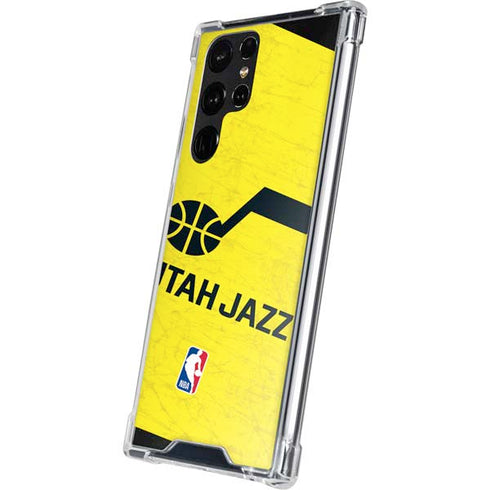 NBA Utah Jazz Yellow Texture Galaxy S22 Ultra Clear Case
