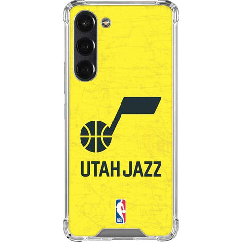 NBA Utah Jazz Yellow Texture Galaxy S24 FE Clear Case