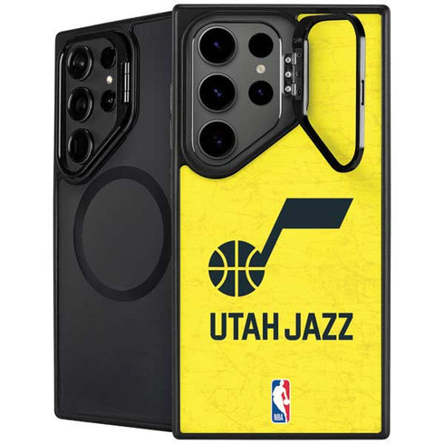 NBA Utah Jazz Yellow Texture Galaxy S25 Ultra Kickstand Case