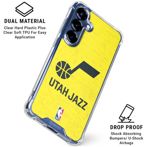NBA Utah Jazz Yellow Texture Galaxy S25 Clear Case