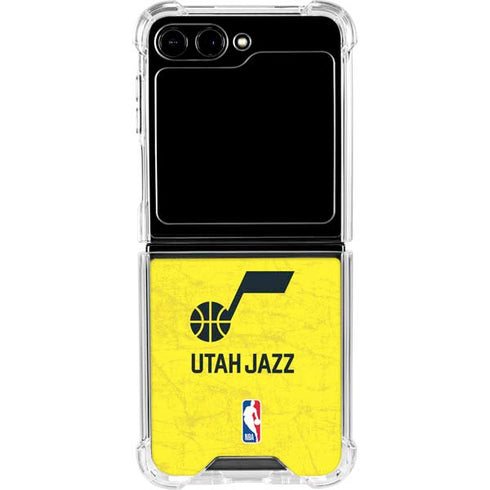 NBA Utah Jazz Yellow Texture Galaxy Z Flip6 Clear Case