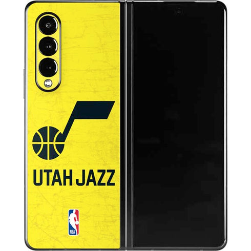 NBA Utah Jazz Yellow Texture Galaxy Z Fold3 5G Skin