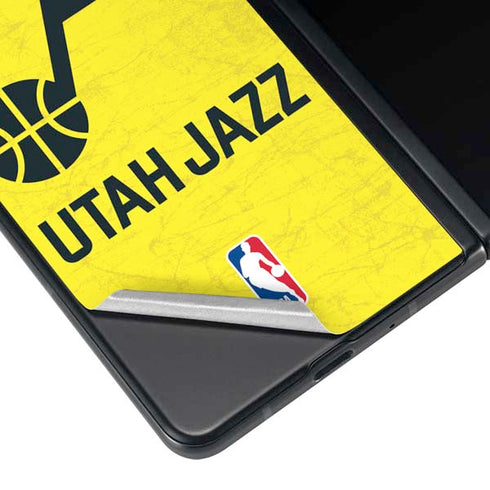 NBA Utah Jazz Yellow Texture Galaxy Z Fold3 5G Skin
