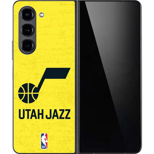 NBA Utah Jazz Yellow Texture Galaxy Z Fold5 5G Skin
