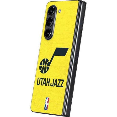 NBA Utah Jazz Yellow Texture Galaxy Z Fold5 5G Skin