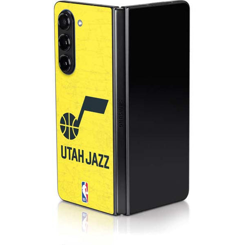 NBA Utah Jazz Yellow Texture Galaxy Z Fold5 5G Skin