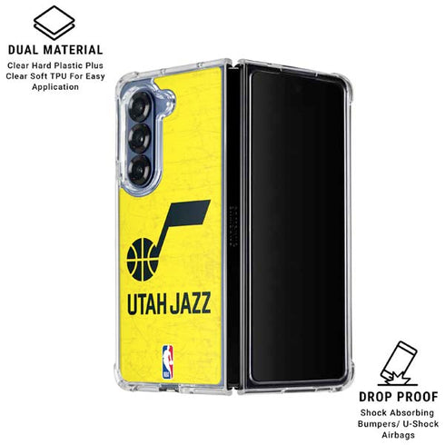 NBA Utah Jazz Yellow Texture Galaxy Z Fold6 Clear Case