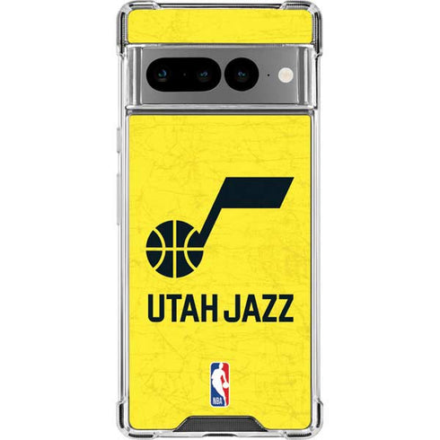 NBA Utah Jazz Yellow Texture Google Pixel 7 Pro Clear Case