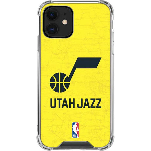 NBA Utah Jazz Yellow Texture iPhone 12 Clear Case