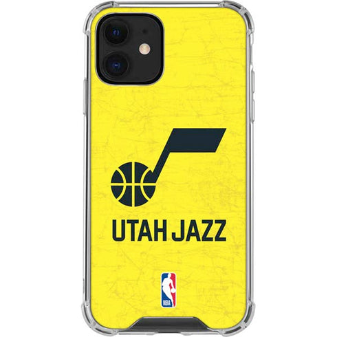 NBA Utah Jazz Yellow Texture iPhone 12 Mini Clear Case