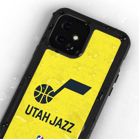 NBA Utah Jazz Yellow Texture iPhone 12 Mini Waterproof Case
