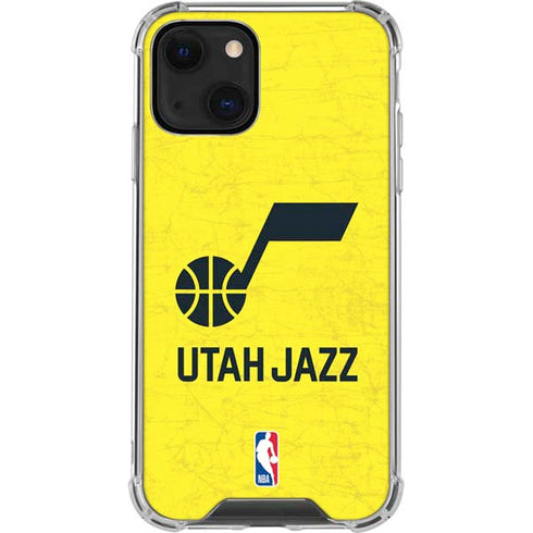 NBA Utah Jazz Yellow Texture iPhone 13 Mini Clear Case