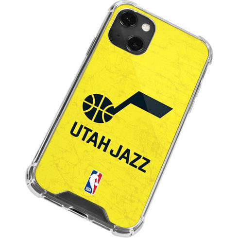 NBA Utah Jazz Yellow Texture iPhone 13 Mini Clear Case