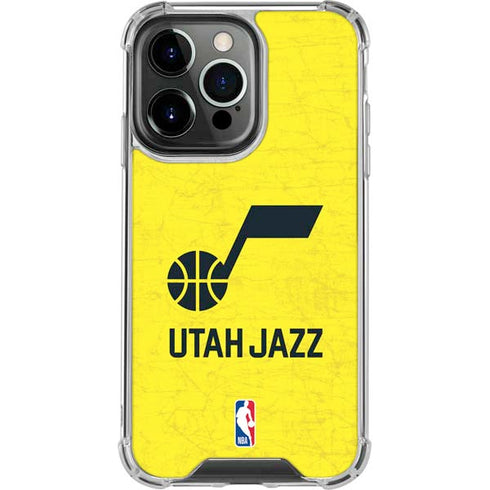 NBA Utah Jazz Yellow Texture iPhone 13 Pro Clear Case