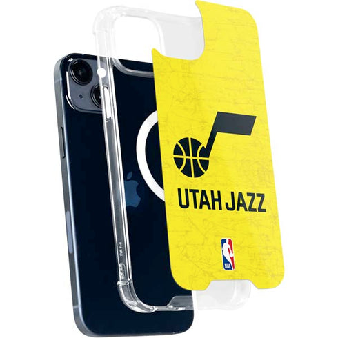 NBA Utah Jazz Yellow Texture iPhone 14 Plus MagSafe Case
