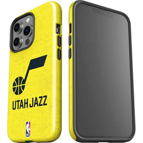 NBA Utah Jazz Yellow Texture iPhone 14 Pro Impact Case