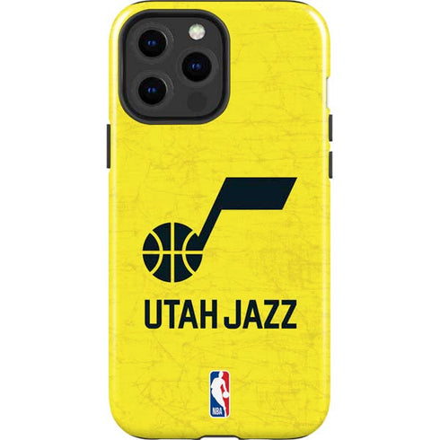 NBA Utah Jazz Yellow Texture iPhone 14 Pro Max Impact Case
