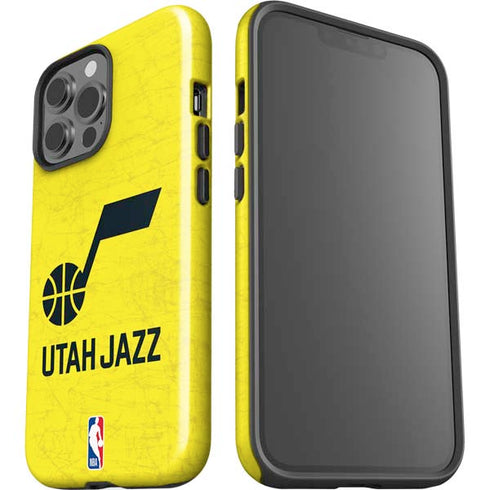 NBA Utah Jazz Yellow Texture iPhone 14 Pro Max Impact Case