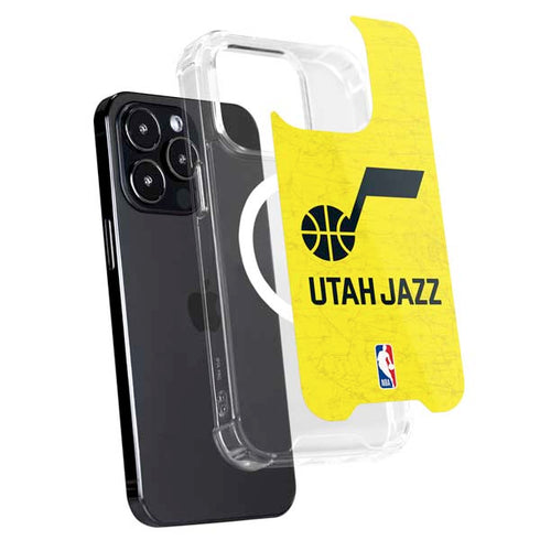 NBA Utah Jazz Yellow Texture iPhone 14 Pro Max MagSafe Case