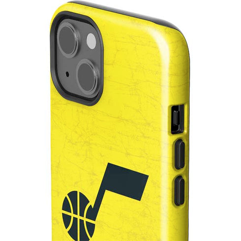 NBA Utah Jazz Yellow Texture iPhone 15 Plus Impact Case