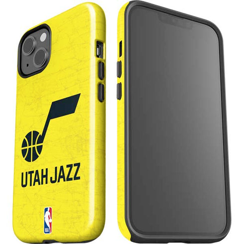 NBA Utah Jazz Yellow Texture iPhone 15 Plus Impact Case