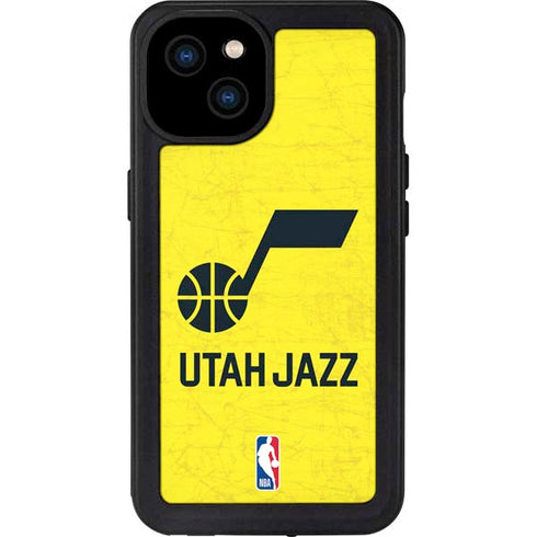 NBA Utah Jazz Yellow Texture iPhone 15 Plus Waterproof Case
