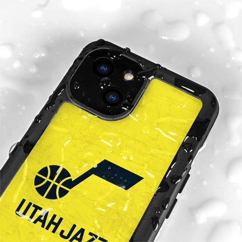 NBA Utah Jazz Yellow Texture iPhone 15 Plus Waterproof Case